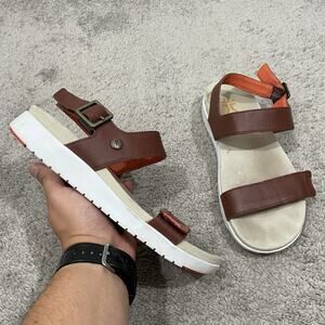 KURU Glide Sandals Womens Size 9 Brown Leather Comfort Ortho Support Dual Strap